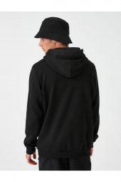 Kapşonlu Sweatshirt Slogan Baskılı Cep Detaylı thumbnail 4