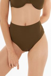 Haki Yeşil Yüksek Bel Tek Alt Bikini thumbnail 1