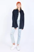 Kadın Oversize Jean Gömlek Lacivert thumbnail 6