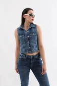 Banny Jeans Kadın Mavi Yelek thumbnail 4