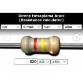 OEM 820 Kr (Kiloohm) Direnç 1 Watt (5 Adet) thumbnail 1