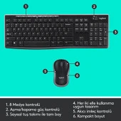LOGITECH MK270 SİYAH KABLOSUZ Q KLAVYE SET thumbnail 6