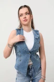 Kadın Taşlı Slim Fit Yelek thumbnail 2