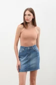 Kadın Mavi Mini Jean Etek thumbnail 11
