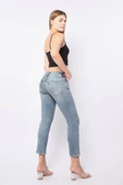 Kadın Düşük Bel Mavi Jean Pantolon thumbnail 4