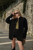 Kadın Oversize Jean Gömlek Siyah thumbnail 1