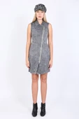 Kadın Gri Fermuarlı Jean Elbise thumbnail 6