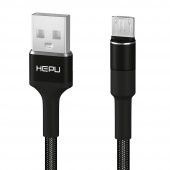 HEPU HP-414 Solid USB - Micro USB QC3.0 3.1A Şarj Kablosu 1mt Siyah thumbnail 3