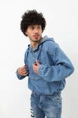 Erkek Jean Sweatshirt Mavi thumbnail 3