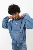 Erkek Jean Sweatshirt Mavi thumbnail 4