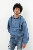 Erkek Jean Sweatshirt Mavi thumbnail 1
