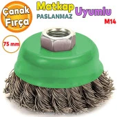 Saçaklı Çanak Fırça Paslanmaz 75 mm M14 thumbnail 1