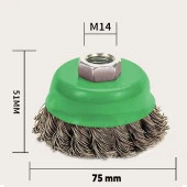 Saçaklı Çanak Fırça Paslanmaz 75 mm M14 thumbnail 3
