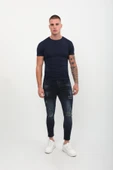 Erkek Skinny Fit  Destroy Lacivert thumbnail 1