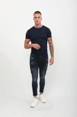 Erkek Skinny Fit  Destroy Lacivert thumbnail 2
