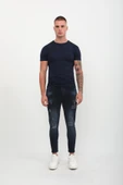 Erkek Skinny Fit  Destroy Lacivert thumbnail 5