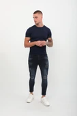 Erkek Skinny Fit  Destroy Lacivert thumbnail 4