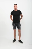Erkek Baskı Desenlli Jean Şort Antrasit thumbnail 2
