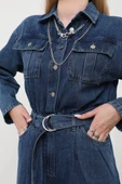 Kadın Oversize Jean Tulum Koyu Mavi thumbnail 9