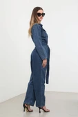 Kadın Oversize Jean Tulum Koyu Mavi thumbnail 7