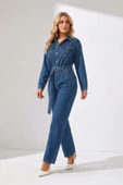 Kadın Oversize Jean Tulum Koyu Mavi thumbnail 1