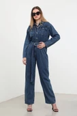 Kadın Oversize Jean Tulum Koyu Mavi thumbnail 5