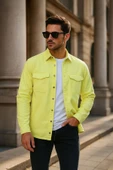 Erkek Oversize Jean Gömlek Neon Yeşil thumbnail 1