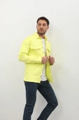 Erkek Oversize Jean Gömlek Neon Yeşil thumbnail 2