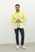 Erkek Oversize Jean Gömlek Neon Yeşil thumbnail 4