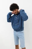 Erkek Jean Sweatshirt Koyu Mavi thumbnail 3