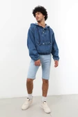 Erkek Jean Sweatshirt Koyu Mavi thumbnail 2
