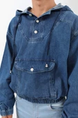 Erkek Jean Sweatshirt Koyu Mavi thumbnail 8