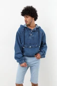 Erkek Jean Sweatshirt Koyu Mavi thumbnail 1