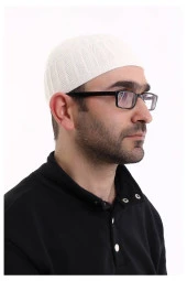 Bambu Namaz Takkesi - Beyaz thumbnail 3