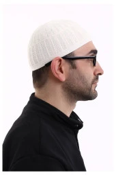 Bambu Namaz Takkesi - Beyaz thumbnail 4