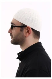 Bambu Namaz Takkesi - Beyaz thumbnail 1