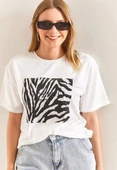 Baskılı Basic Bisiklet Yaka Örme T-Shirt- Önü Siyah thumbnail 2