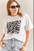 Baskılı Basic Bisiklet Yaka Örme T-Shirt- Önü Siyah thumbnail 3