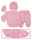 Pembe , Bereli Triko Kız Bebek Tulumu thumbnail 3