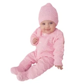 Pembe , Bereli Triko Kız Bebek Tulumu thumbnail 1