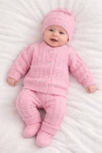 Pembe , Bereli Triko Kız Bebek Tulumu thumbnail 2
