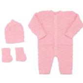 Pembe , Bereli Triko Kız Bebek Tulumu thumbnail 6