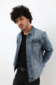 Erkek Likralı Jean Ceket Mavi thumbnail 4