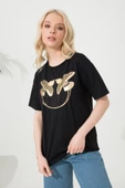 Baskılı Basic Bisiklet Yaka Örme T-Shirt thumbnail 5