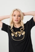 Baskılı Basic Bisiklet Yaka Örme T-Shirt thumbnail 3