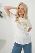 Baskılı Basic Bisiklet Yaka Örme T-Shirt thumbnail 8