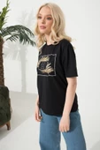 Baskılı Basic Bisiklet Yaka Örme T-Shirt thumbnail 10