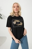 Baskılı Basic Bisiklet Yaka Örme T-Shirt thumbnail 11