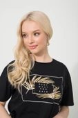 Baskılı Basic Bisiklet Yaka Örme T-Shirt thumbnail 8