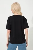 Baskılı Basic Bisiklet Yaka Örme T-Shirt thumbnail 7